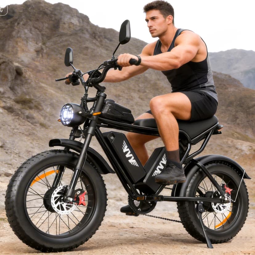 Yvy Q20 Pro 52V 40Ah Bicicleta eléctrica de doble motor con neumáticos anchos