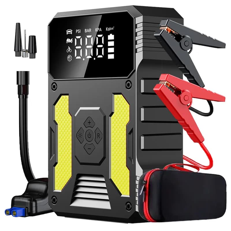 Cargador de arranque para coche de 2000 A con compresor de aire e inflador de neumáticos - Batería externa de 14 000 mAh