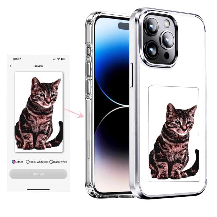 Funda para teléfono con pantalla de tinta inteligente NFC DIY para iPhone 13/14/15 Pro Max